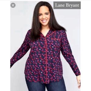 Lane Bryant Lips Pajama Top Navy Pink NWT, 18